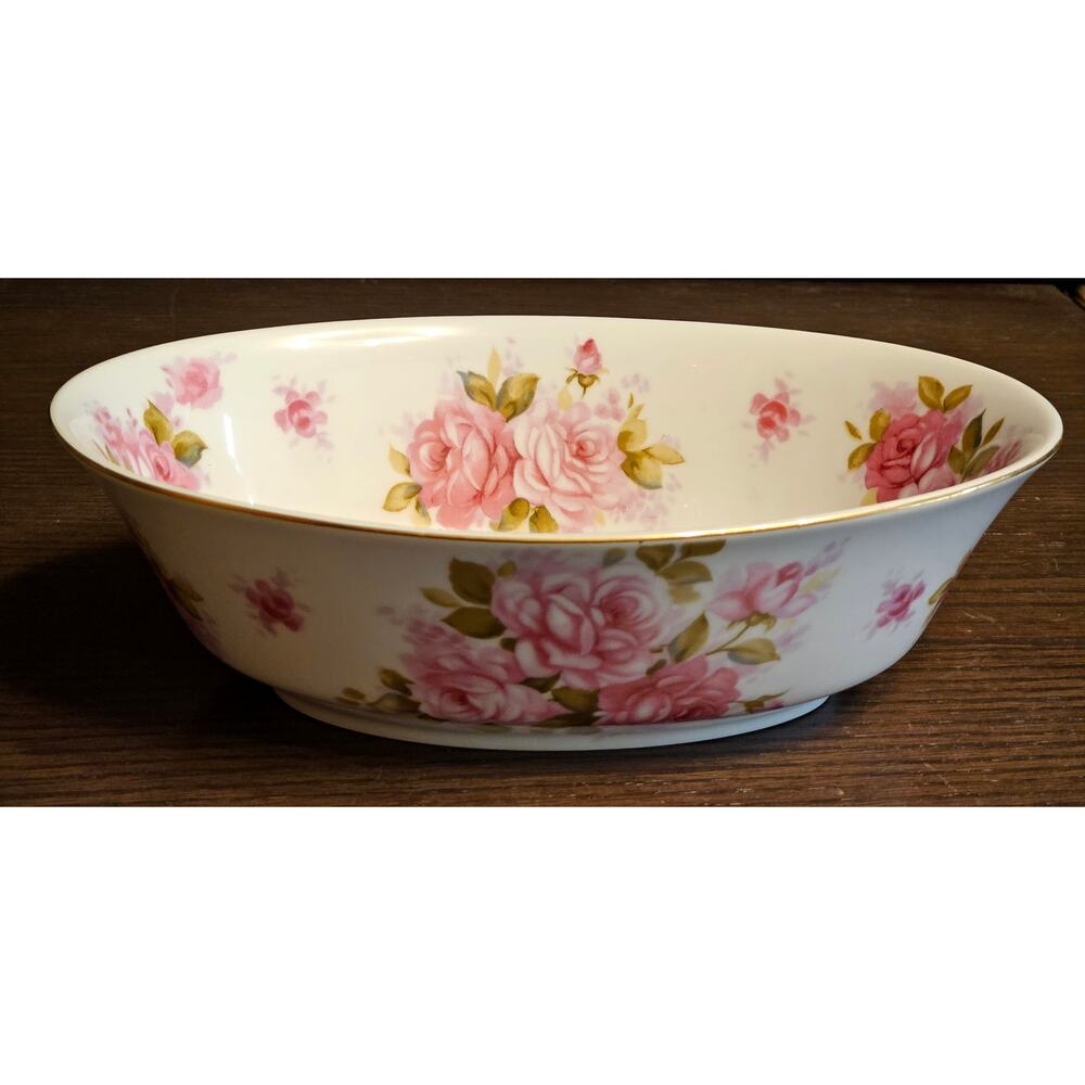 Vintage Roses 8118 Andrea by Sadek Oval Porcelain Bowl 9 1/2" x 6 3/8" Japan
